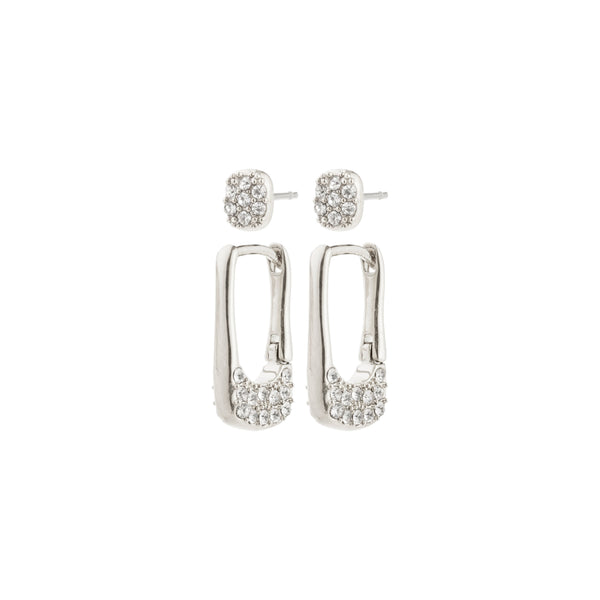 INSTANT 2 in 1 earrings set, silver plated