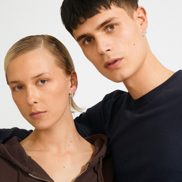 SENSE hoop earrings, 2 in 1 set, silver plated