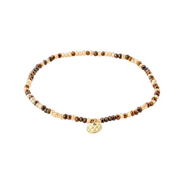 INDIE bracelet brown, gold- plated