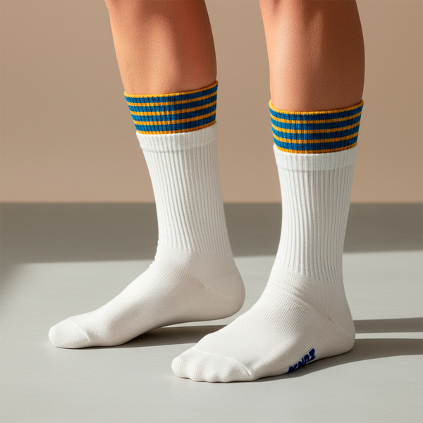 Chaussettes Cream Stripe à double revers