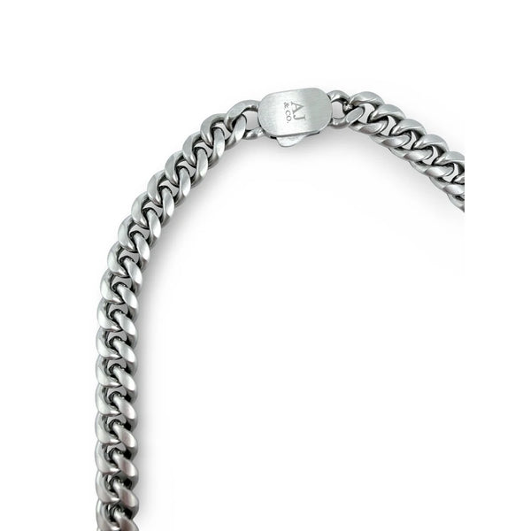 Chaîne Alpha Argent Mat Maille Cubaine – 8 mm | 22"