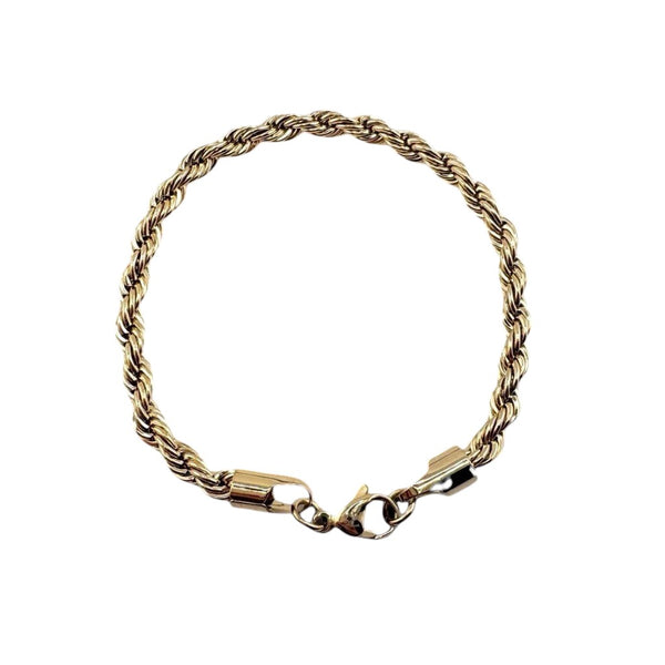 La Maison du Bleuet gold-plated 14K stainless steel rope chain bracelet with a secure lobster clasp.