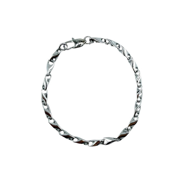La Maison du Bleuet silver-tone stainless steel link bracelet with a fluid, modern design and secure clasp.