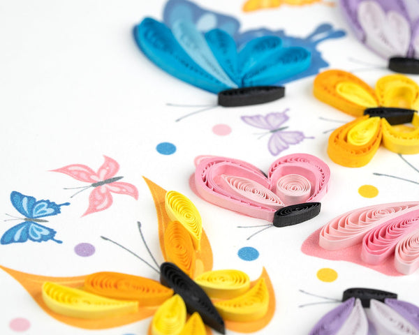 Carte de vœux papillon cœur en quilling