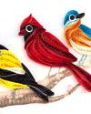 Carte de vœux oiseaux chanteurs en quilling