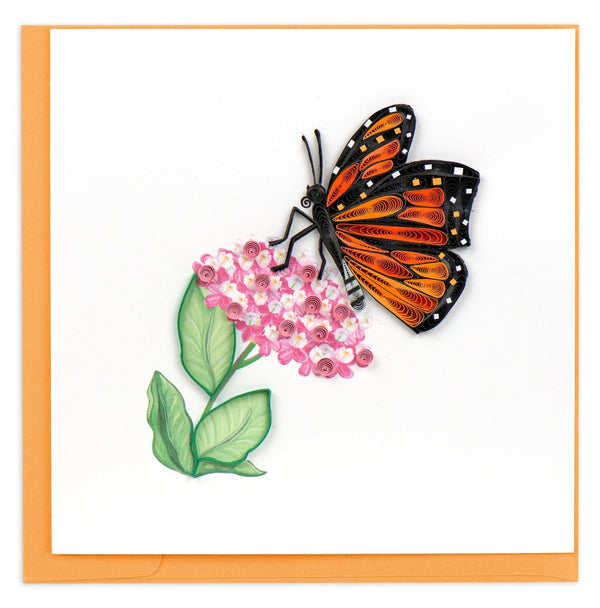 Carte de vœux papillon monarque en quilling