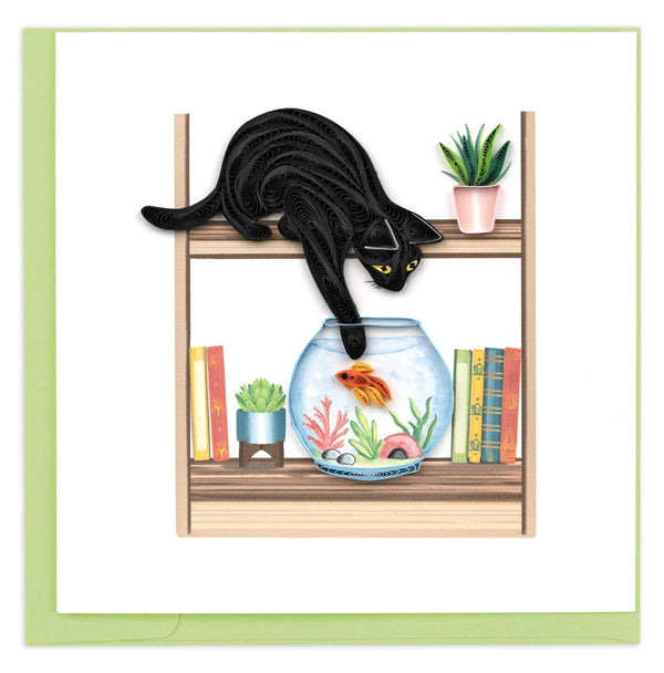 Carte de vœux Chat Espiègle en Papier Roulé