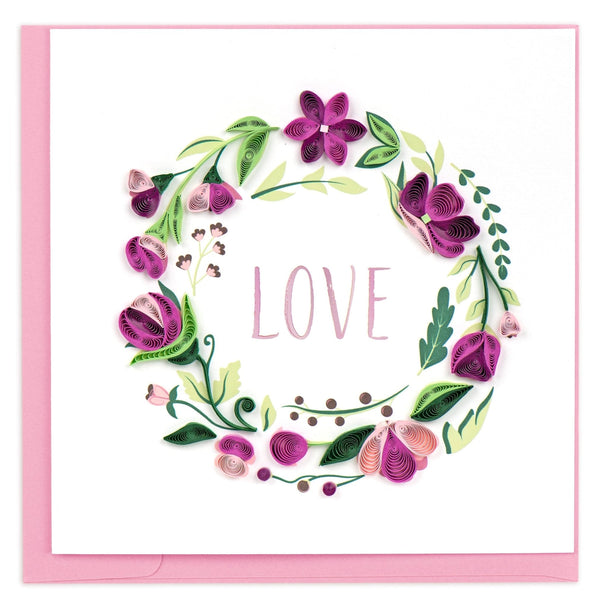 Carte de vœux florale LOVE en quilling