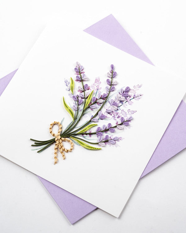 Carte de vœux bouquet de lavande en papier quillé