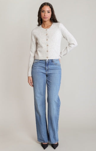 BOW BUTTON CROPPED CARDIGAN
