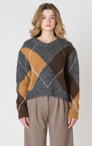 pull à motifs col v