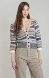 MELANGE STRIPED CARDIGAN