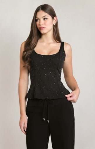EMBELLISHED PEPLUM TOP