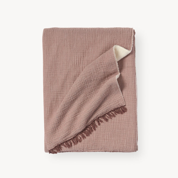 Fleece Lined Throw - Crinkle - Shell