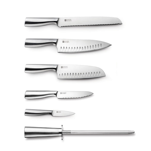 Ensemble de bloc à couteaux rotatif en acacia de 7 morceaux Ricardo La Maison du Bleuet