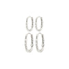SENSE hoop earrings, 2 in 1 set, silver plated