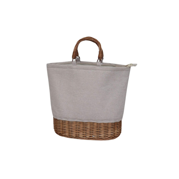 Sac de pique-nique isotherme base ovale en osier crème