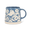 Tasse à base large avec feuilles et oiseaux