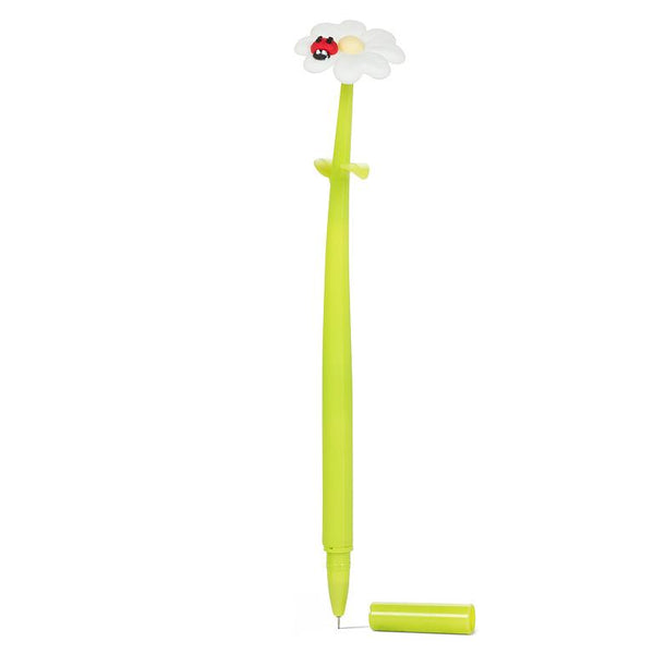 Stylo coccinelle oscillante sur marguerite