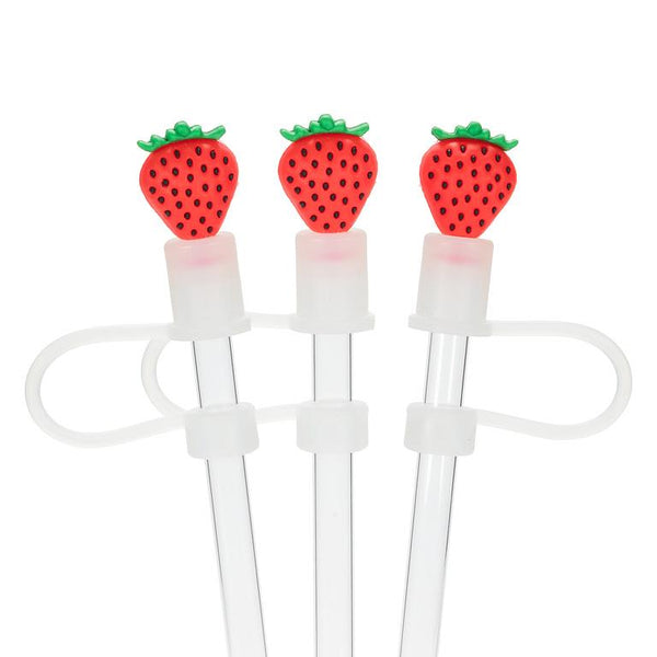3 pailles jumbo avec embouts fraise