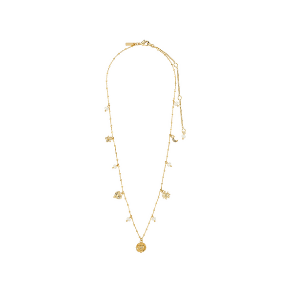Collier : Mylan : Plaqué or : Blanc