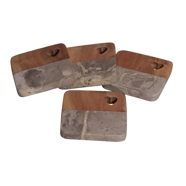 Ensemble de 4 sous-verres Léopard en bois et pierre