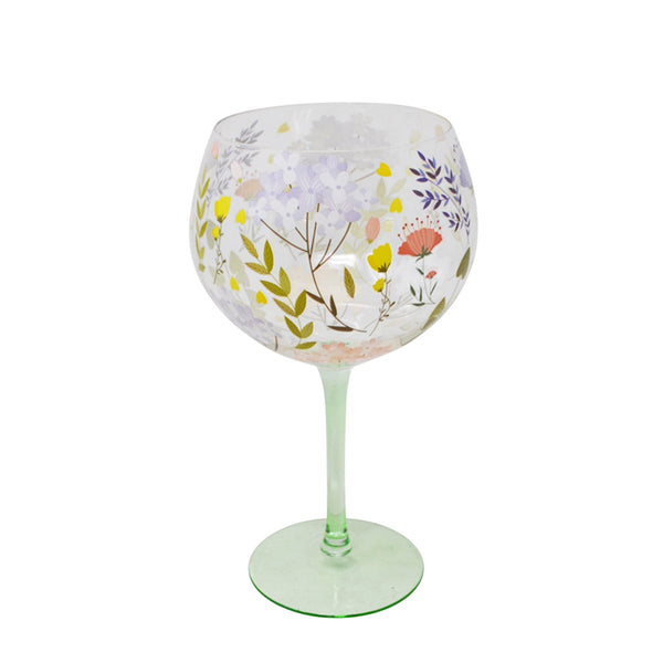 PINK FLOWER STEMMED GLASS 23 OZ