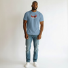 Tee-shirt bleu avec dessin devant