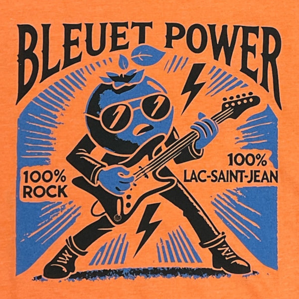 Dessin visible à l'avant du tee-shirt Bleuet Power Orange 