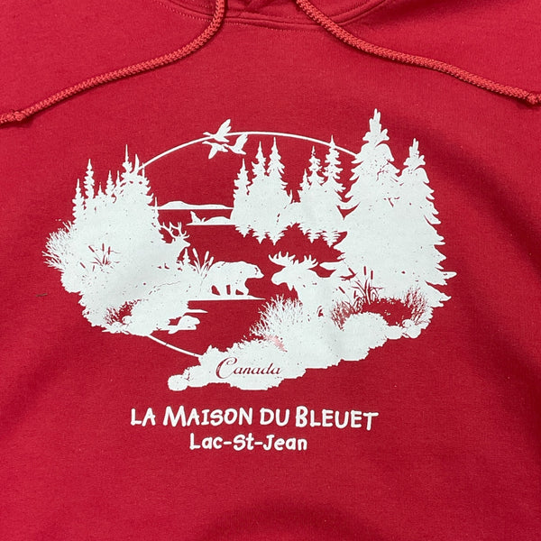 Dessin visible à l'avant du ouaté à capuche Rouge Cardinal