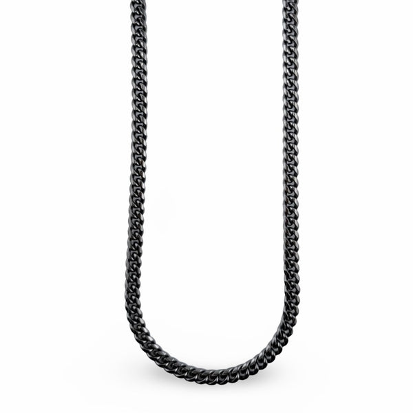 Chaîne Alpha Noire 'Gun Black' Maille Cubaine – 8 mm | 22"