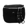 Sac banane Maison Taïga noir en fausse fourrure avec fermeture éclair argentée et détails en cuir