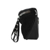 Sac banane deluxe Maison Taïga noir en cuir texturé et laine bouclée avec fermeture éclair argentée