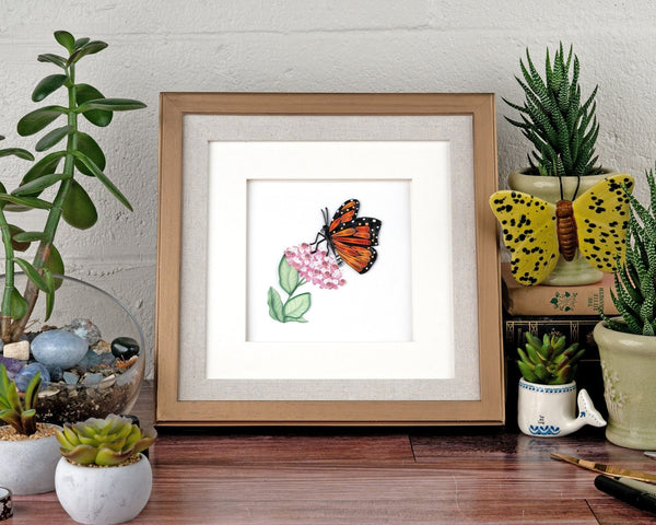 Carte de vœux papillon monarque en quilling