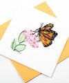 Carte de vœux papillon monarque en quilling