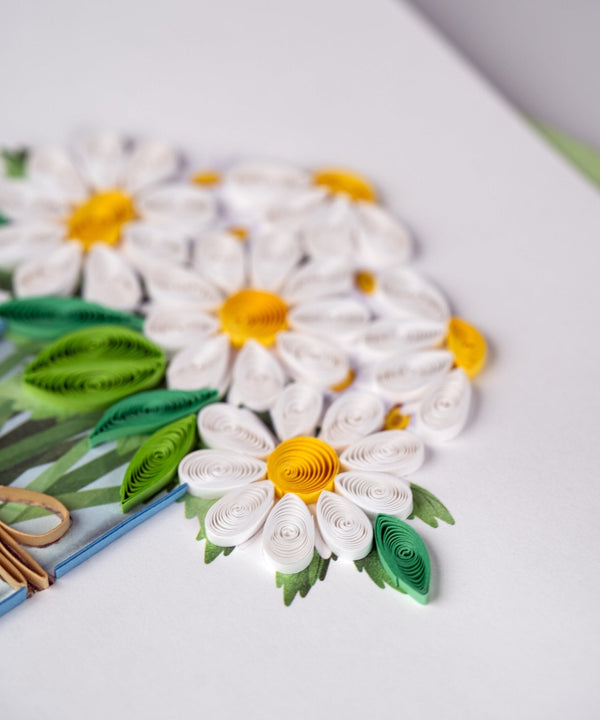 Carte de vœux Marguerites blanches en pot