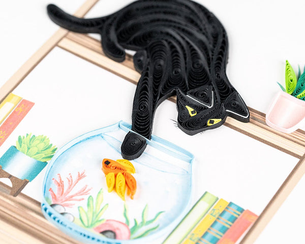 Carte de vœux Chat Espiègle en Papier Roulé