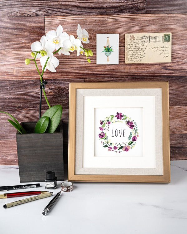 Carte de vœux florale LOVE en quilling