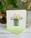 Carte de vœux Marguerites blanches en pot