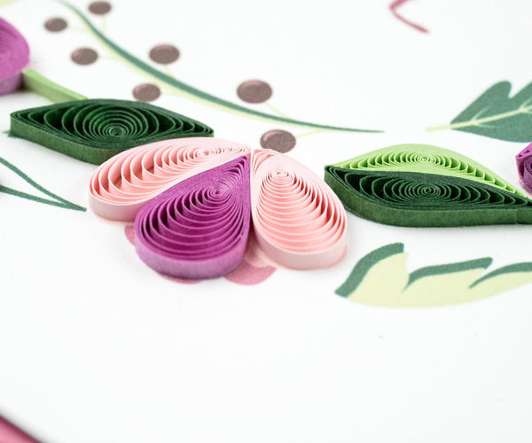 Carte de vœux florale LOVE en quilling