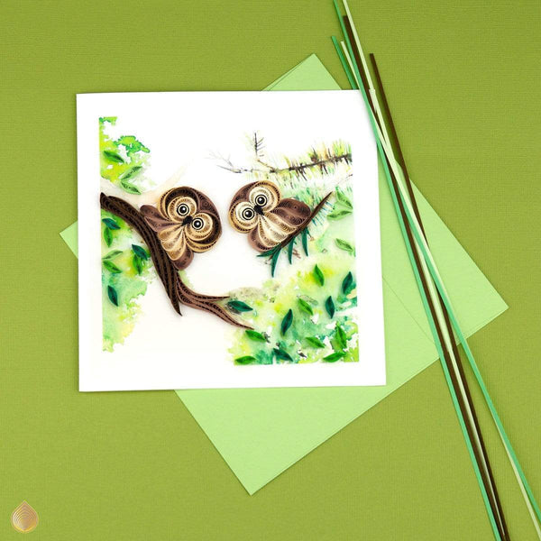 Carte de vœux hiboux en quilling