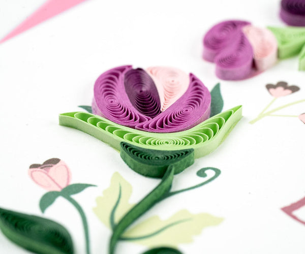Carte de vœux florale LOVE en quilling