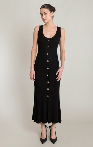 GOLD BUTTON SWATER DRESS