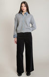 DENIM TRIM SWEATER SHIRT