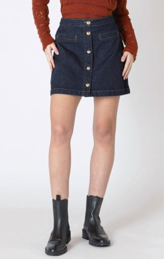 Mini-jupe en denim à boutons devant